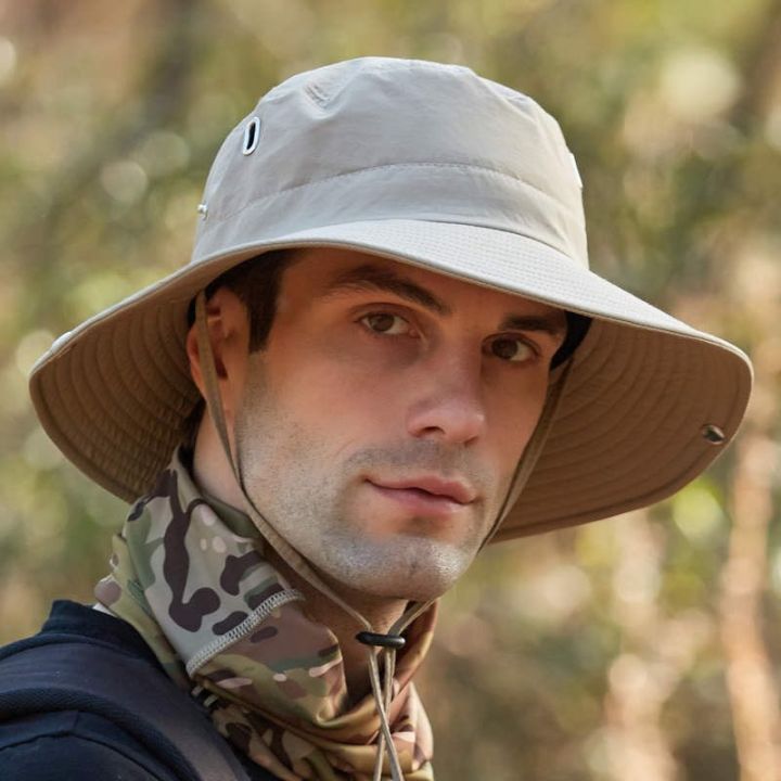 Wide Summer Bucket Hat/Fishing Hat/Safari Hat with adjustable strap ...