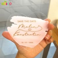 custom printing heart shape acrylic card wedding save the date cardsinvitation cards