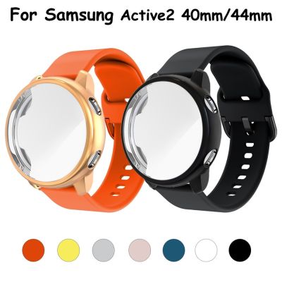 สายรัด + เคสสำหรับ Samsung Galaxy Watch Active 2 40มม. 44มม. R500คลุมทั้งหมดสายนาฬิกาซิลิโคนสมาร์ทสร้อยข้อมือเคส TPU