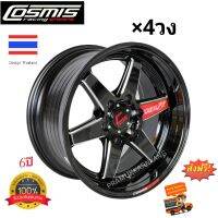 ล้อแม็กขอบ18 (ราคา4วง โปรส่งฟรี) 18x9.5/10.5 ET+25/+30 CB106 COSMIS TYPE-R สีดำเพลทแดงขลิบก้านขาว แถมฟรีน็อตซิ่งจุ๊บซิ่ง พร้อมส่งด่วนฟรี ของแท้ประกัน6ปี