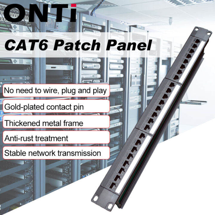 onti-ชั้นวาง1u-19in-24พอร์ตตรงผ่านแผงแพทช์-cat6-rj45สายเคเบิลเครือข่ายอะแดปเตอร์-keystone-แจ็คอีเธอร์เน็ตกรอบการกระจาย