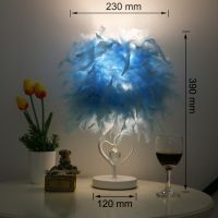 Feimefeiyou Bedside Reading Room Sitting Room Heart Shape Feather Crystal Table Lamp for bedroom Light art deco home planetarium