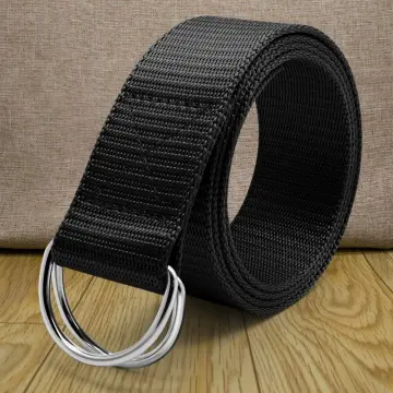 Canvas Web Belt with Metal Double D Ring Buckle