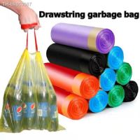 ✇☫™ Drawstring Garbage Bag Household Large Color Portable Automatic Closing Thickened Household Disposable