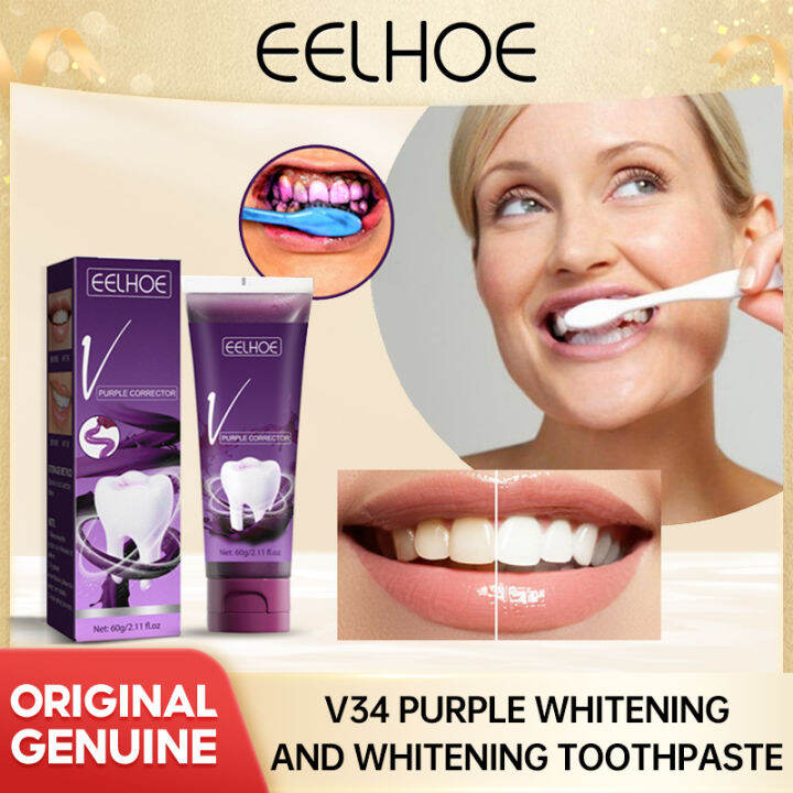 Eelhoe V34 Purple Tone Bright White Toothpastezzle White Teeth Clean ...