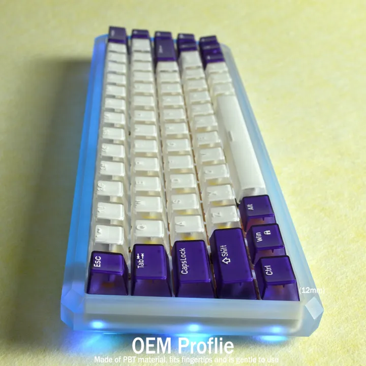 114-pbt-key-caps-oem-profile-for-mechanical-keyboard-double-shot-molding-cute-four-sides-ice-crystal-transparent-backlit-keycaps