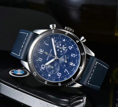 2022 New_Breitling นาฬิกาสำหรับผู้ชายสายหนังนาฬิกาข้อมือผู้ชายแฟชั่นผู้ชายป่าแบตเตอรี่นาฬิกาที่มีคุณภาพสูง