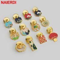 NAIERDI 5PCS Chinese Antique Ring Cabinet HandleZinc Alloy Bronze KnobsDIY Decorative Jewelry Drawer Pull For Tea Wooden Box