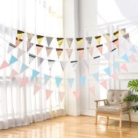 Wedding Bronzing Triangle Bunting Halloween Wave Happy Birthday Banner Party Decoration Anniversaire Fille Fiesta Atmosphere