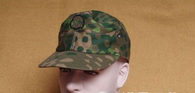 WWII WW2 GERMAN ELITE WAFFEN-SS "Field Made" DOT44 PEAS CAMO FIELD CAP HAT Military