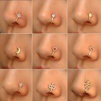 Fashion anti-fading non-perforated U-shaped nose clip creative zirconia star love crown Anti-allergy nose ring jewelry for women Body jewellery