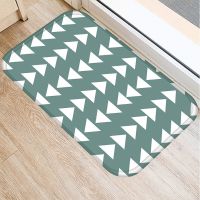 1pcs 40*60cm Green Geometric Pattern Anti-Slip Suede Carpet Door Mat Doormat Outdoor Kitchen Living Room Floor Mat Rug 48292