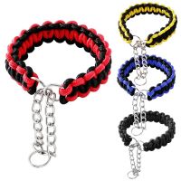 【LZ】 Wide Dog Collar Strong Nylon Rope Woven Limited Slip P Chain Collar for Medium Large Dogs German Shepherd Pit Bull Rottweiler