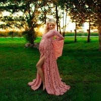 【DT】hot！ Fashion Maternity pink for Photo Shoot long Sleeve Photography dress