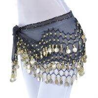 【hot】 Belly Hip Scarf Accessories 3 Row Skirt With Gold bellydance Coins Waist Chain Wrap Adult Wear