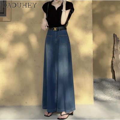 DaDuHey Womens Korean-Style New Summer Retro Washed-out Jeans High Waist Wide Leg Loose Dropping Casual Mop Pants