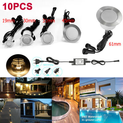 10pcs Deck Lamps Floor Light Set Recessed Spotlights Deck Step Lights Landscape Stairs Step IP67 Waterproof Garden Yard Patio