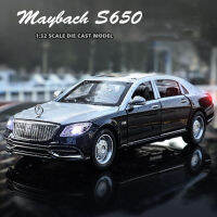 1:32 Scale Benz Maybach S650 Die Cast รุ่น W/ เบาและเสียงและดึงกลับผลโลหะผสมสังกะสี Moter ของขวัญคอลเลกชันสำหรับเด็ก