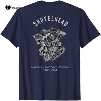 Vintage Motorcycle Vtwin Shovelhead Engine Drawing Biker Tshirt Tee Shirt