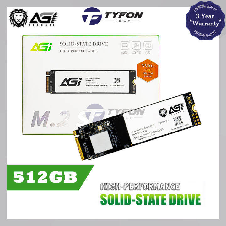 AGI 512GB PCIe NVMe with DRAM M.2 2280 Gen 3x4 Solid State Drive SSD ...