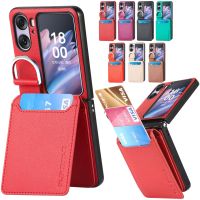 CSCR Wallet Ring Holder Leather Cards Solt Case For Oppo Find N2 Flip Magnetic Bag Purse Stand Slim Cover For oppo findn2flip Phone Cases