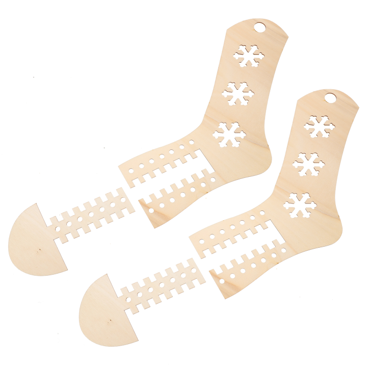 2ชิ้นโครเชต์ถุงเท้ารูปแบบมือถักเครื่องมือถักถักเปียไม้บล็อกแม่พิมพ์กลวงรุ่นไม้