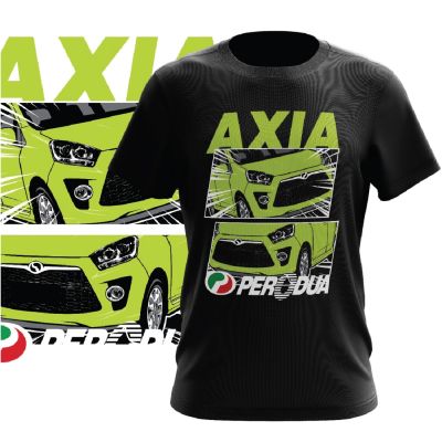 เสื้อผ้าฝ้าย 100% พิมพ์ลาย Perodua Axia พรีเมี่ยมS-5XL