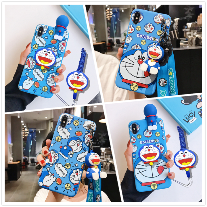 vivo-y01-y01a-y02เซลล์-y02s-เคสโทรศัพท์สำหรับ-vivo-y02-y02s-y01-y01a-ดีไซน์ใหม่โดราเอม่อนฝาหลังซิลิโคนเคสโทรศัพท์ตุ๊กตาโดราเอม่อนขาตั้งพร้อมสายคล้องสายคล้อง