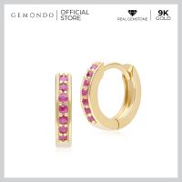 Gemondo ต่างหูทองคำ 9K ประดับทับทิม (Ruby) ทรงต่างหูห่วง ขนาด 10 มม. : ต่างหูทองแท้ ต่างหูพลอยแท้ ต่างหูอัญมณี