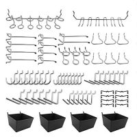 Senia 81pcs pegboard hooks Assortment กับ pegboard ถังขยะหมุดล็อคเครื่องมือจัดชุด