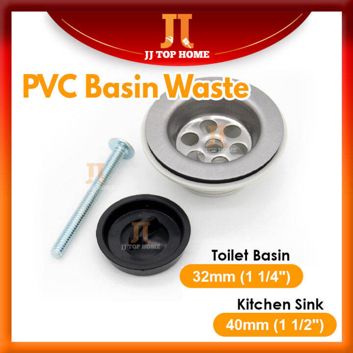 Pvc Basin Waste With Stainless Steel Top Cap (32mm & 40mm) 