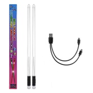 LED Light Emitting Drumsticks 15 Colour Gradient USB Rechargeable+Switch