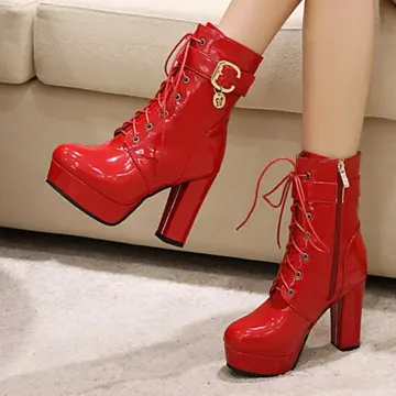 Chunky heels hot sale platform boots