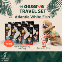 7 ฟรี 1?DESERVE อาหารสุนัข สูตร ATLANTIC WHITE FISH 40g. 7 ซอง รับฟรี! น้ำมันปลาแซลมอน 50ml. 1 ขวด