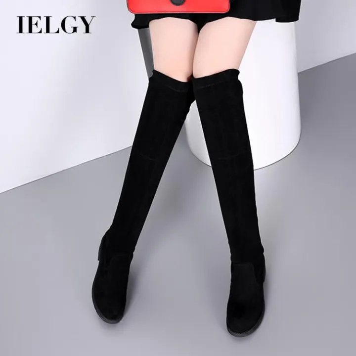 IELGY women's korean style over-the-knee elastic suede high boots ...