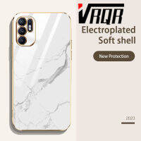 VRQR โทรศัพท์ OPPO A16 A16S A54S Reno6 Z Reno6 4G Reno6 5G Reno6 Pro 5G เคสโทรศัพท์6DStraight Edge Plated Marbling Silicone Lrod คุณภาพสูงนิ่มหรูหราดีไซน์ใหม่ป้องกันใหม่