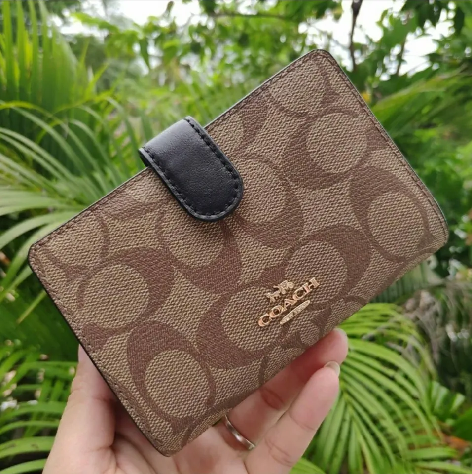 Coach Signature Medium Corner Zip Wallet in Coated Canvas 