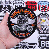 ROUTE 66 แพทช์รถจักรยานยนต์บนเสื้อผ้าพังค์เหล็กบนปีกนกอินทรีแพทช์ปักสำหรับเสื้อผ้าสติกเกอร์เทอร์โมกาวฮิปปี้-iodz29 shop