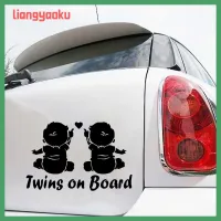 LIANGYAOKU 1ชิ้นฝาแฝดน่ารักไวนิลการ์ตูน Baby On Board หน้าต่างสติ๊กเกอร์รถสติ๊กเกอร์