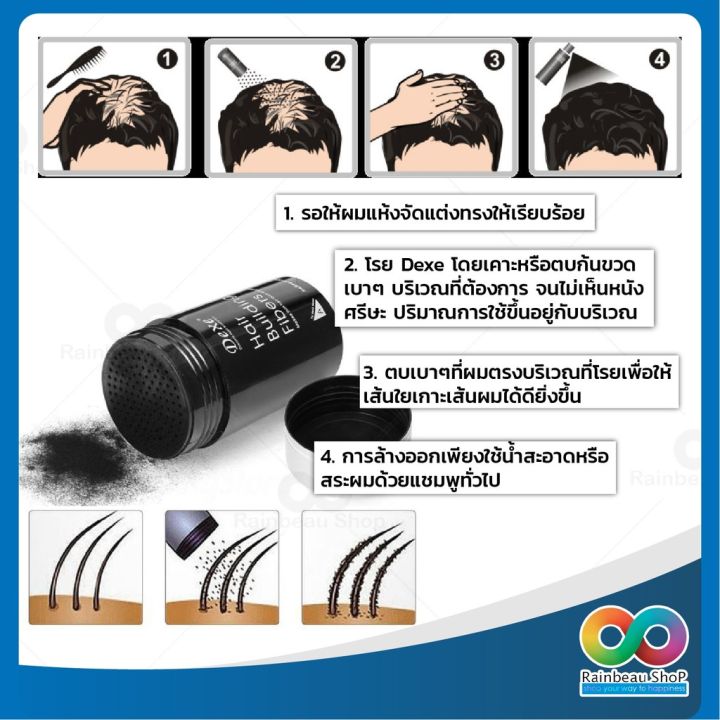 dexe-hair-building-fiber-ผงไฟเบอร์เพิ่มผมหนา-ผงโรยผม-ไฟเบอร์ผม-ปิดผมบาง-เพิ่มผมหนา-ภายใน-5-วินาที-ปลอดภัย-ล้างออกง่าย