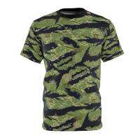 Unisex AOP Cut &amp; Sew Tee - Military Tiger Stripe Jungle Camouflage Shirt9449