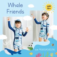 Uwae ชุดว่ายน้ำเด็ก ชุดว่ายน้ำเด็กชายกันรังสียูวี Whale Friends UV183