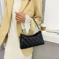 【Fashion Park】♬ ผู้หญิงกระเป๋ามีโซ่Solidตาข่ายรูปแบบPUไหล่กระเป๋าแบบหนีบแขน