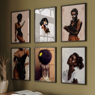 Black Girl Ballet Dancer Hand Read Feminism ผู้หญิงแอฟริกันบทคัดย่อ Art ผ้าใบพิมพ์โปสเตอร์ภาพผนัง Boho Living Room Decor New