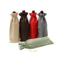 10PCS/Lot Bag Burlap Jute Bottle Set with Drawstring Champagne Bottle For Wedding Party Favors Tasting Party