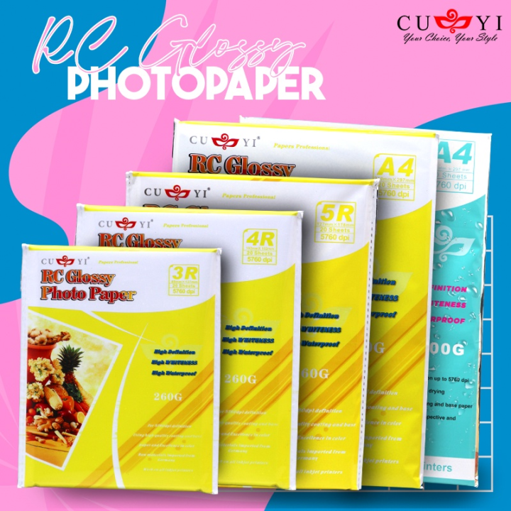 Cuyi Rc High Glossy Inkjet Photo Paper 3r 4r 5r And A4 Size 260gsm