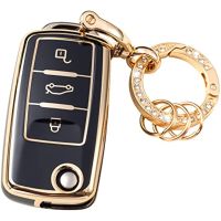 YINEOR for VW Volkswagen Key Fob Cover with Keychain, Key Shell Case for VW Beetle Passat Tiguan Touran Jetta MK1-MK6 Golf GTI/Rabbit/R/MK6/MK5 Key Cover