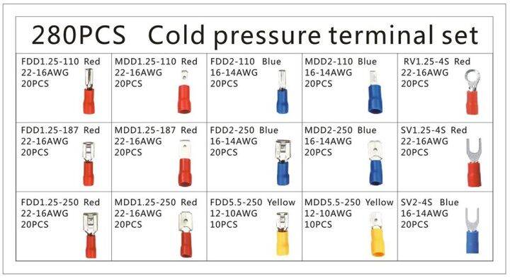 280pcs-assorted-full-insulated-fork-u-type-set-terminals-connectors-assortment-kit-electrical-crimp-spade-ring