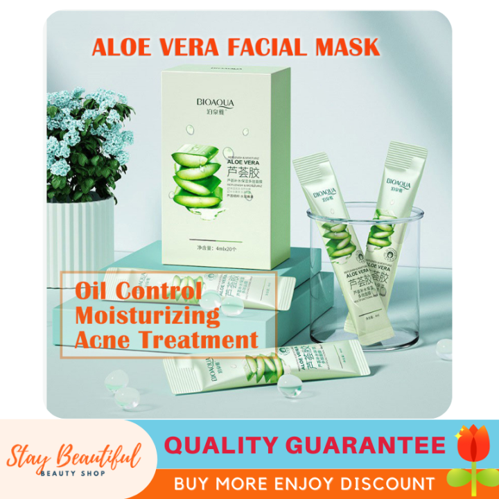 COD Effective Bioaqua Acne Treatment Moisturizing Facial Mask Aloe Vera Gel Antiaging Mask 20