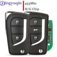 Jingyuqin 2/3ปุ่มรถรีโมทที่ห้อยกุญแจ433Mhz ID-G/H(8A) ชิปสำหรับ Toyota Aygo อังกฤษ Carolla Verso พอดีปลอกกุญแจรถ A03TAA